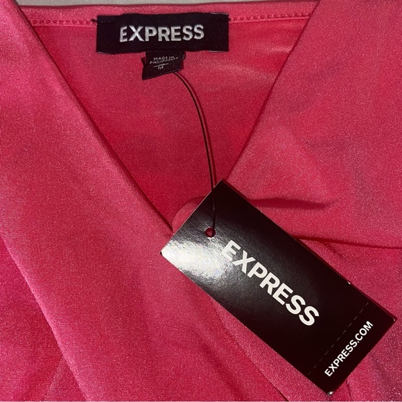 Express bright Magenta drape silk/lined surplice cami tank NWT - Picture 1 of 3